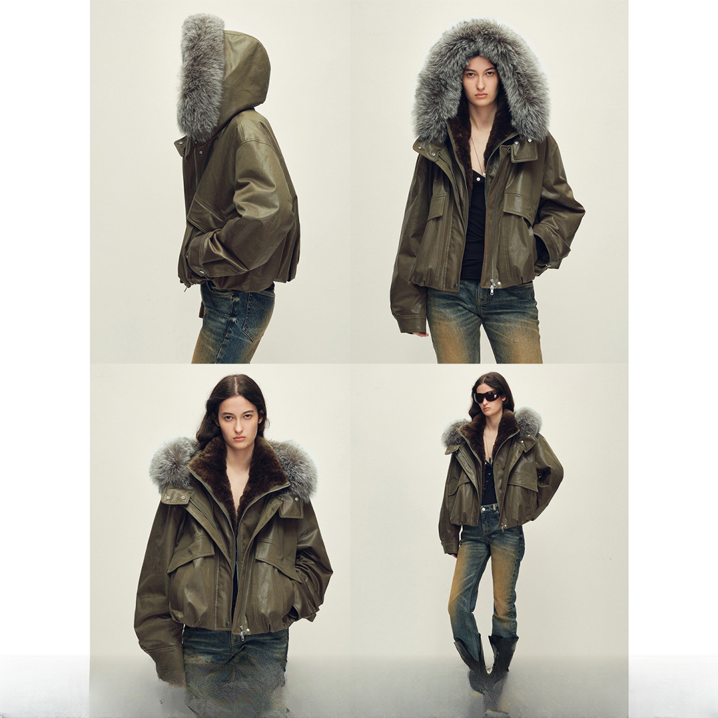 付智恩 逐风之息 狐狸毛领鹅绒皮草派克外套