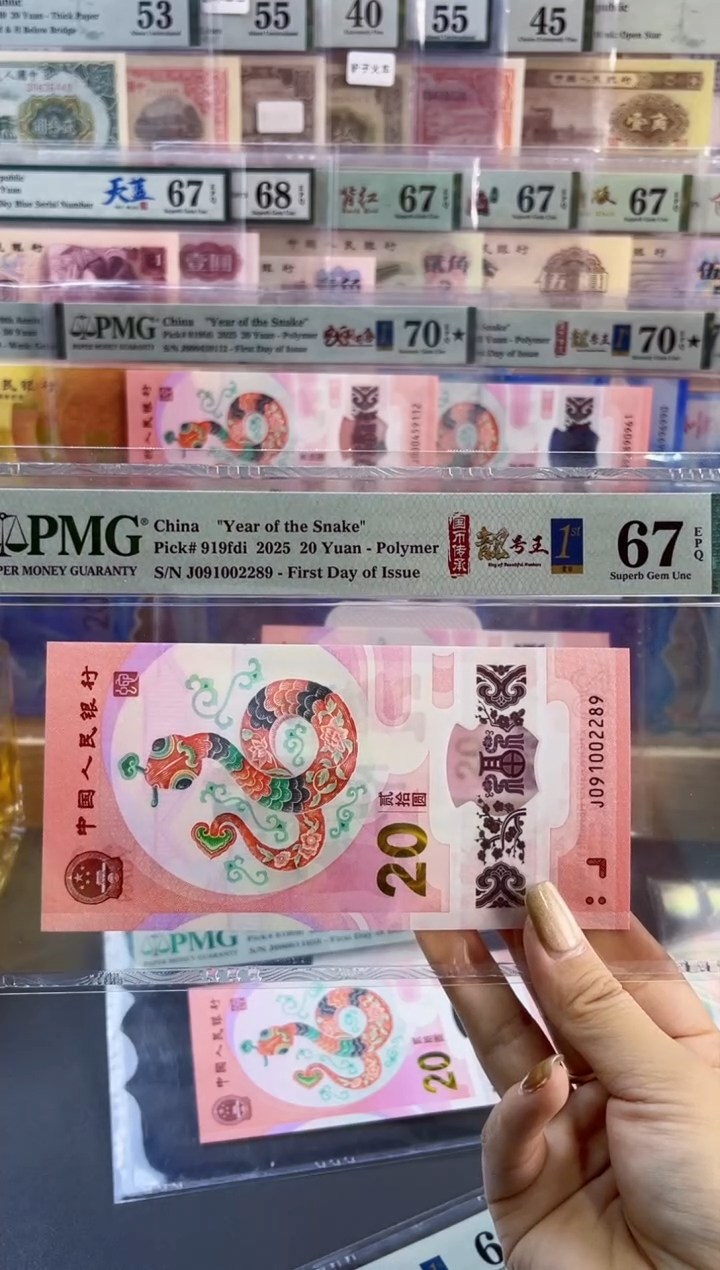【闪购商品】塑料蛇钞靓号王四标首日PMG67分尾289