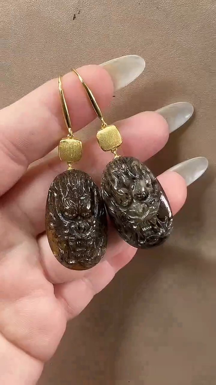 琥珀颈饰未镶嵌耳环