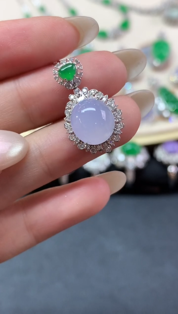 翡翠18K金镶嵌吊坠(不含链)吊坠(不含链)|4800