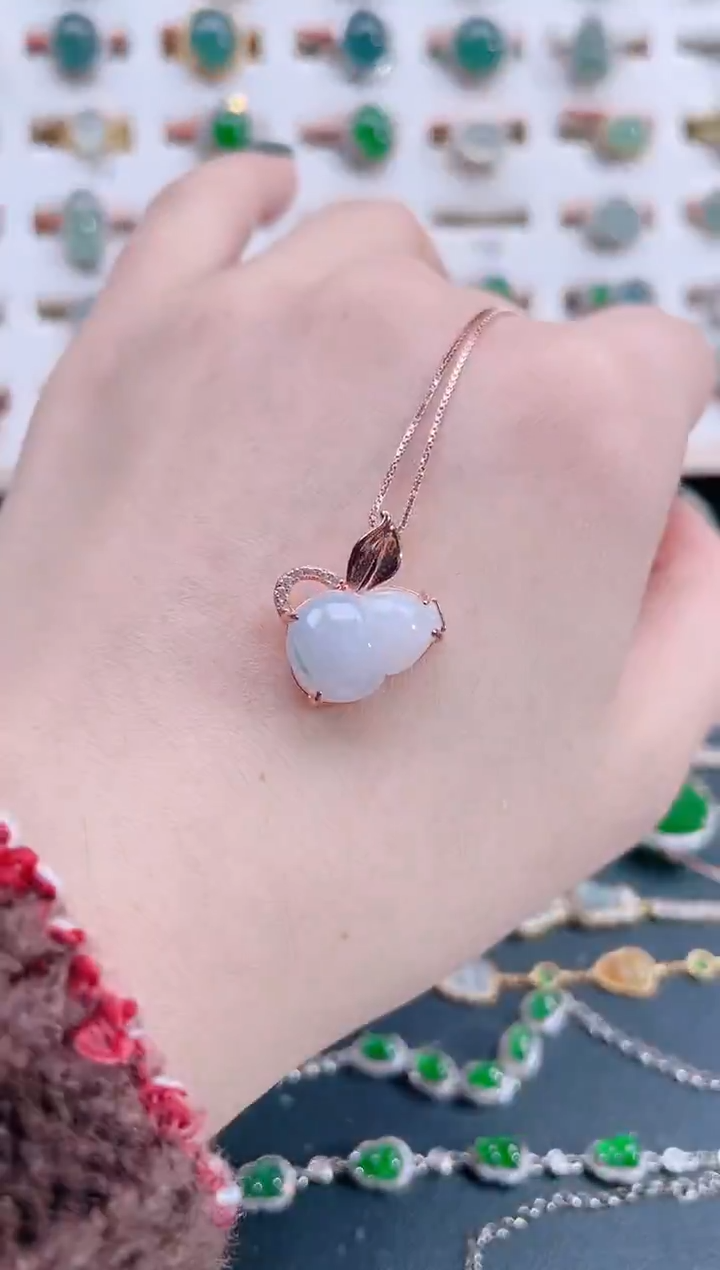 颈饰银S925镶嵌翡翠天然翡翠