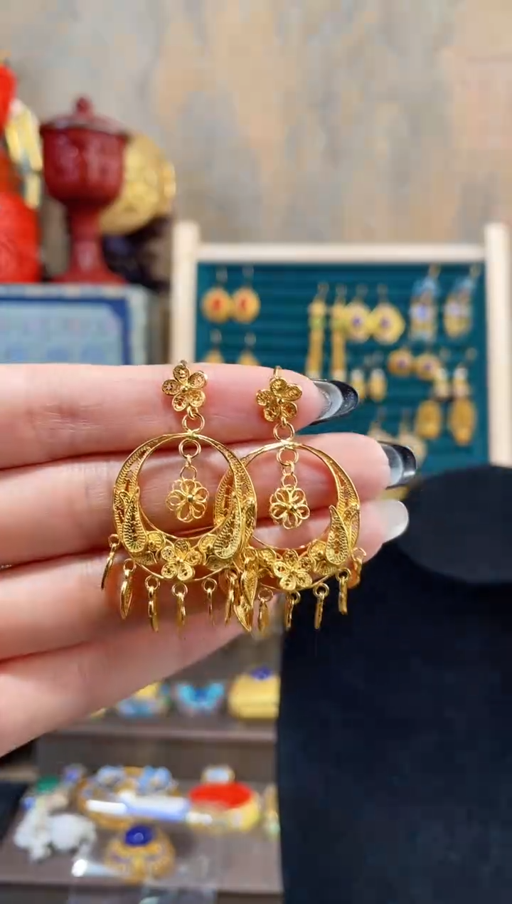 【闪购商品】非遗绝技花丝镶嵌耳环