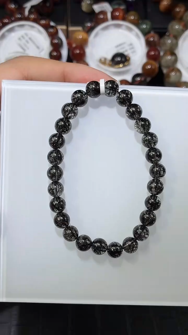 未镶嵌手链水晶黑发晶单圈手链A7