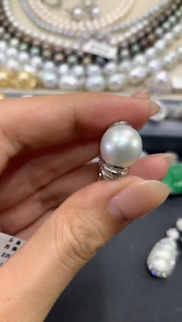 【闪购商品】海水珍珠戒指18K金镶嵌w117         