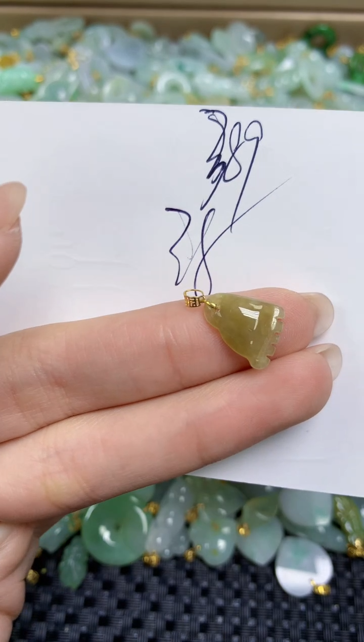 【闪购商品】翡翠颈饰18K金镶嵌天然缅甸A货翡翠