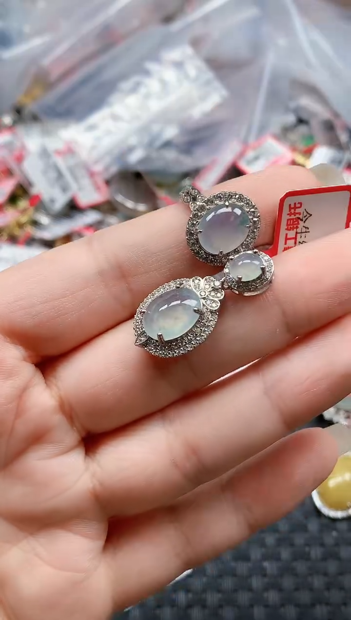 银S925镶嵌戒指翡翠天然A货缅甸翡翠