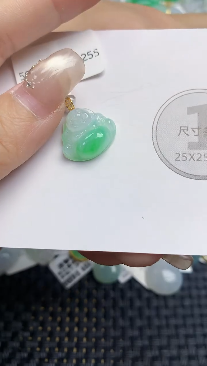 颈饰18K金镶嵌翡翠天然缅甸A货翡翠百元以上9元证书费自理
