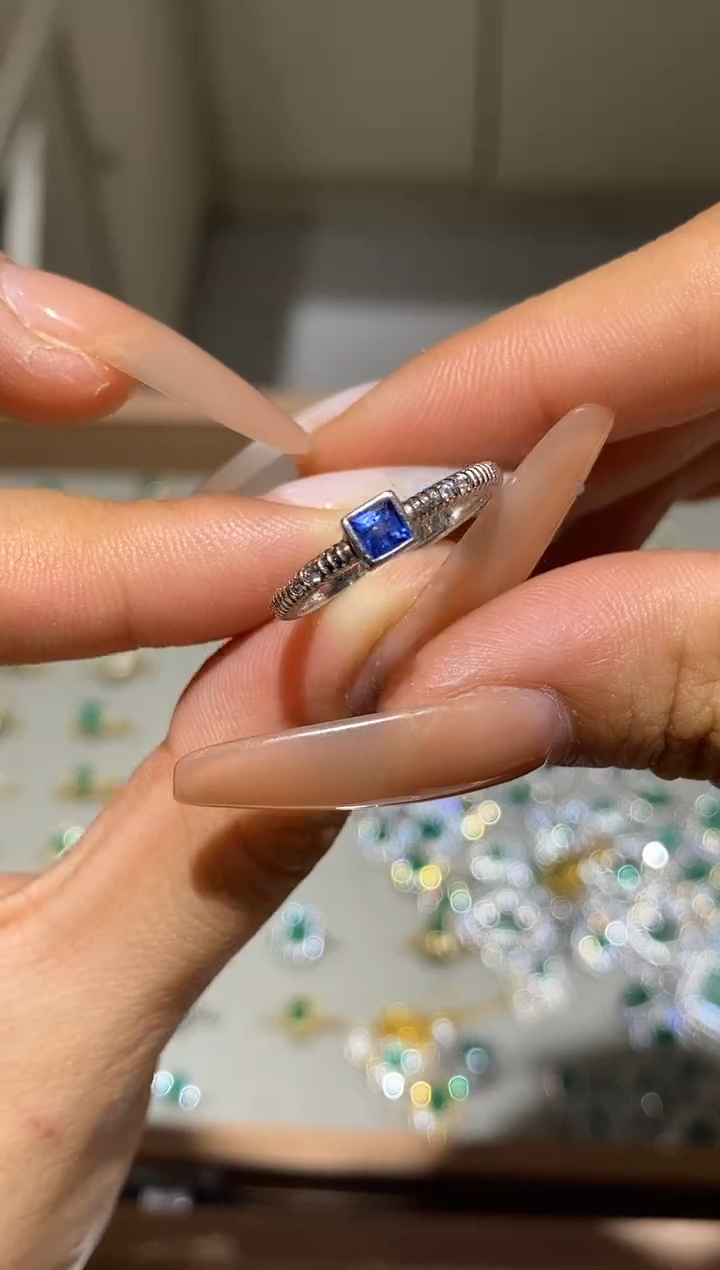 戒指蓝宝石银S925镶嵌❤****?戒指