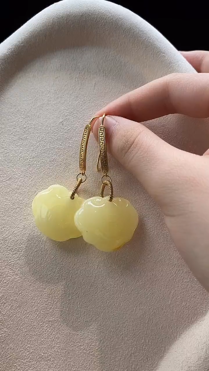 琥珀未镶嵌耳饰耳环