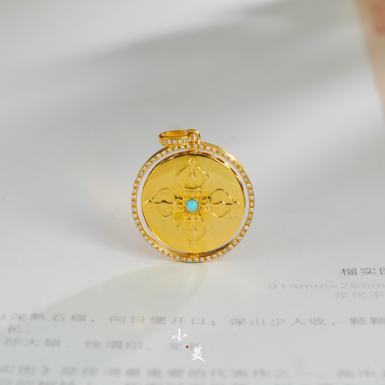 18K金金刚杵精工钻石吊坠G81117