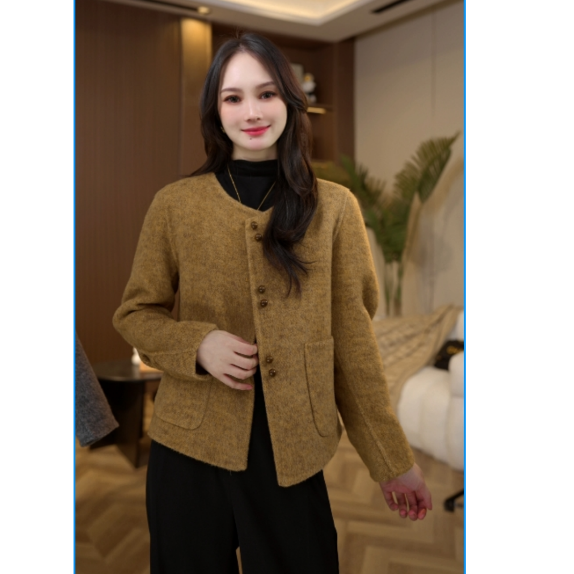 2025秋季上新百搭短款圆领修身复古时尚双面羊绒+超细绵羊毛大衣