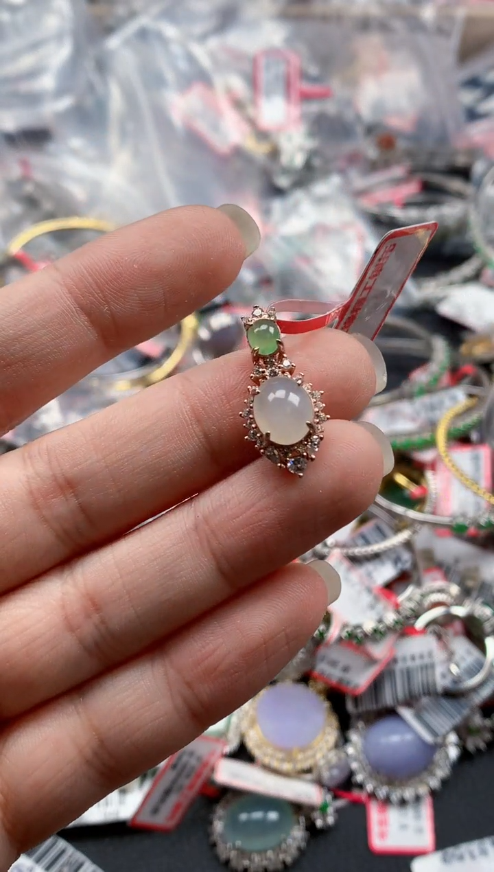 银S925镶嵌戒指翡翠天然A货缅甸翡翠