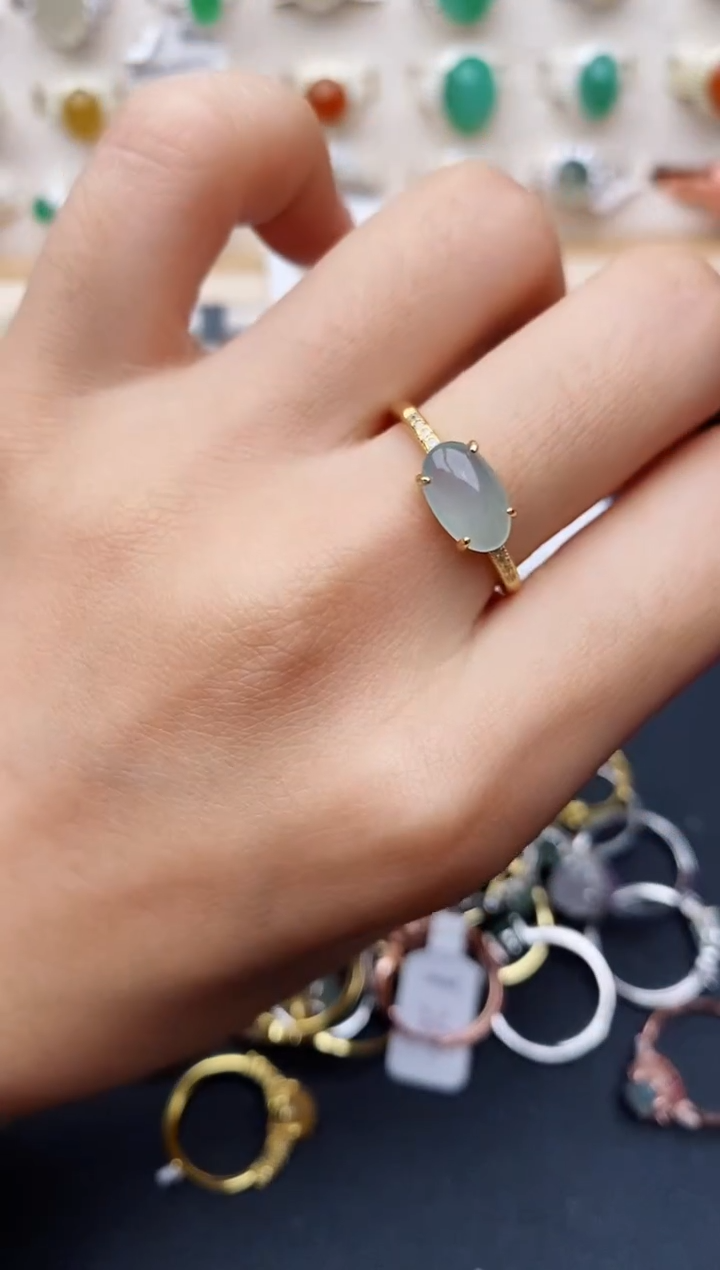 【闪购商品】翡翠戒指银S925镶嵌缅甸翡翠