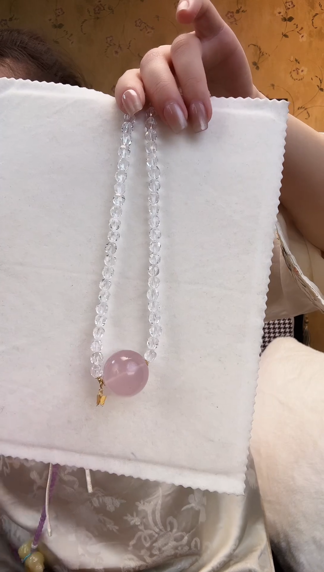 【闪购商品】水晶颈饰未镶嵌粉水晶项链1231