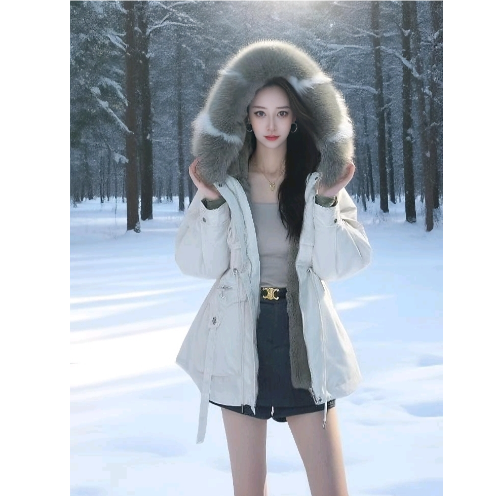 【小狐仙】海宁皮草高端獭兔毛内胆女冬新款洋气派克服2533