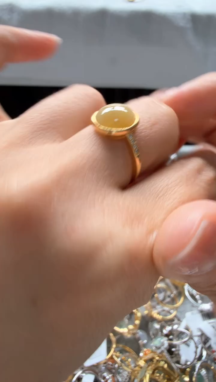 翡翠戒指银S925镶嵌3号