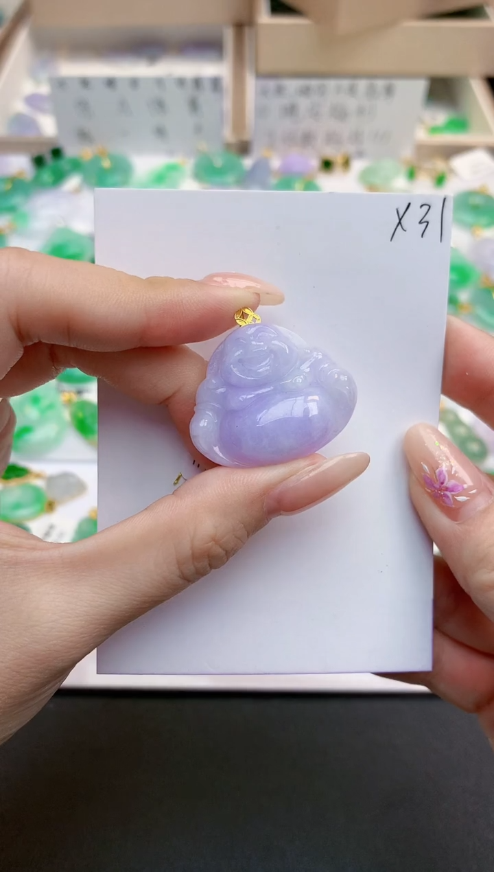 颈饰18K金镶嵌翡翠天然缅甸A货翡翠