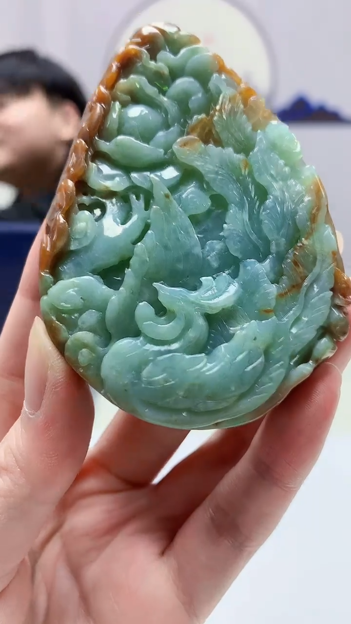 【闪购商品】定制翡翠未镶嵌5060zm-毛货挂件凤凰62