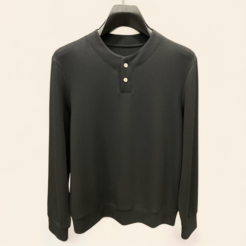 [251001]轻柔舒适男士莫代尔极简亨利领长袖小卫衣打底衫打底T
