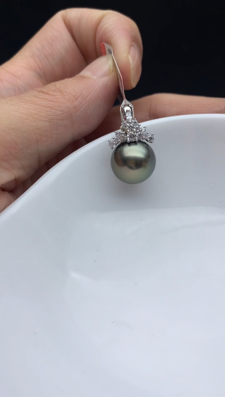 银S925镶嵌ff海水珍珠大溪地吊坠(赠链）12~13mm
