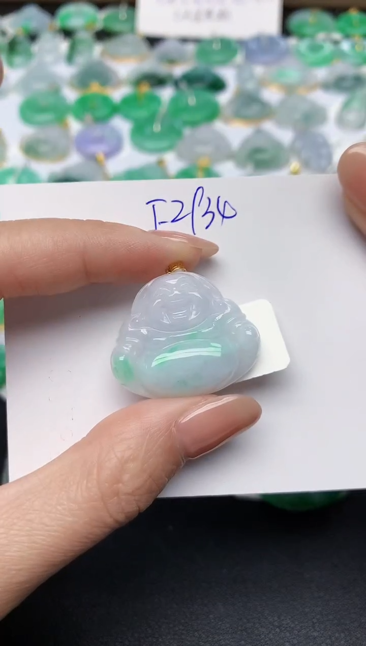 颈饰18K金镶嵌翡翠天然缅甸A货翡翠百元以上9元证书费自理