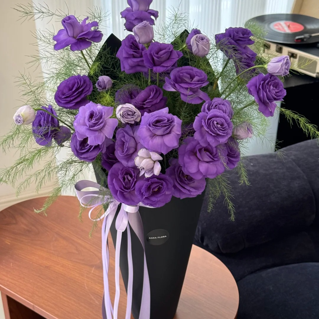 【秘密花园】紫色洋桔梗鲜花花束订购小时达的同城配送花店附近直送生日鲜花团购