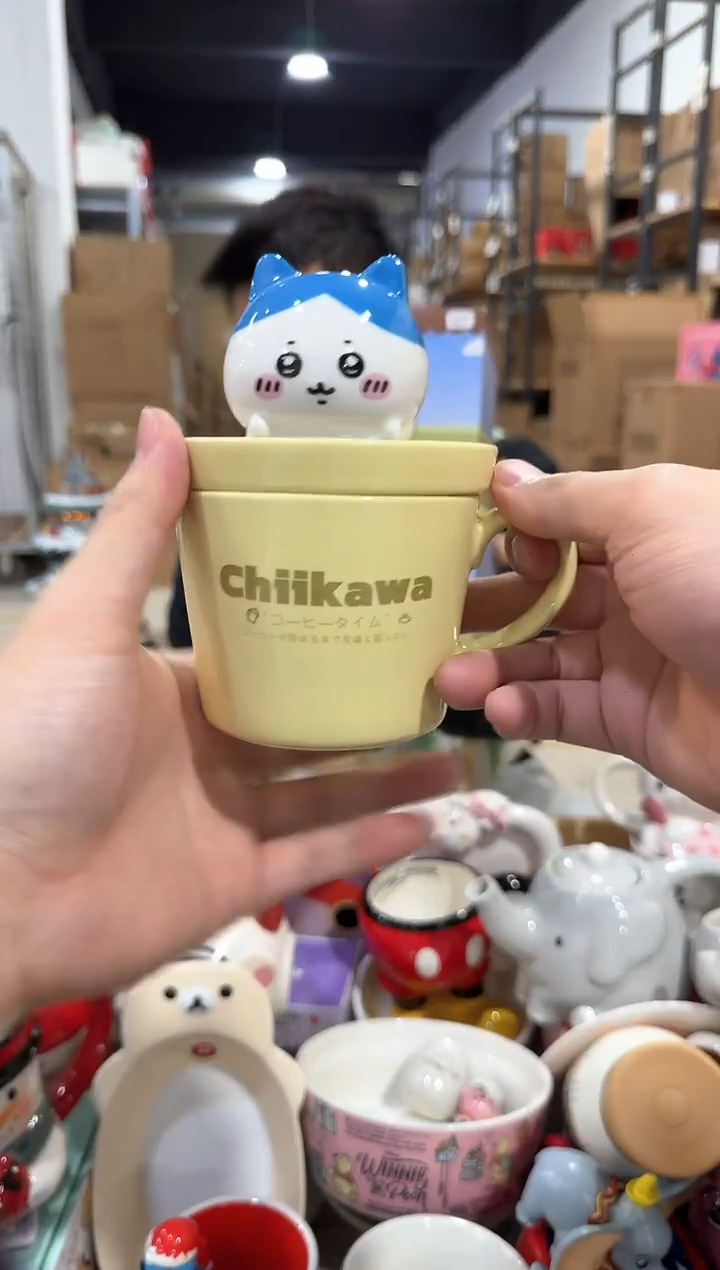瓷片原盒小八带盖杯