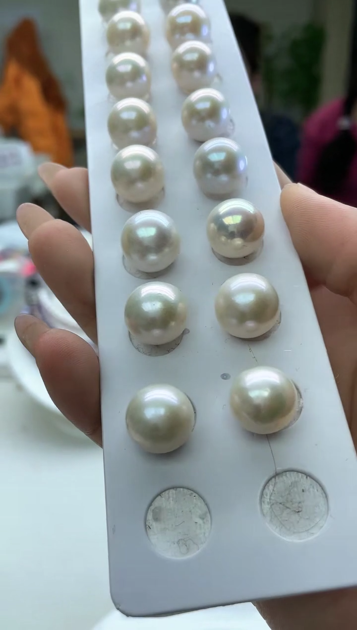 未镶嵌耳饰淡水珍珠白色系耳饰13-14mm(多样性发一）