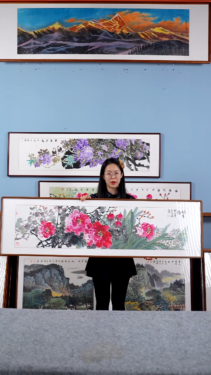 【闪购商品】国画汪琼《醉春图》带框尺寸83*83