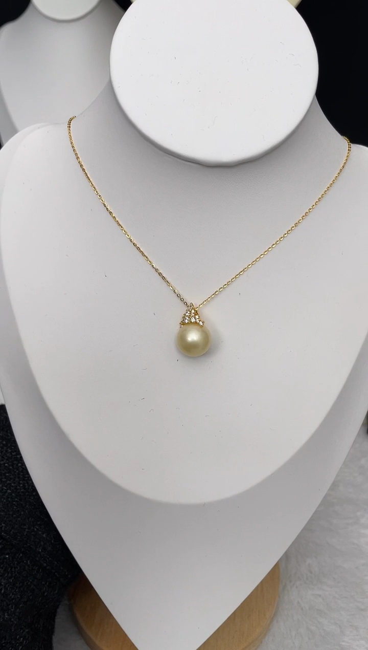 【闪购商品】海水珍珠吊坠(赠链)银S925镶嵌南洋金珠冰雪13-14mm