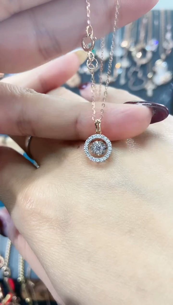 【闪购商品】钻石颈饰18K金镶嵌圆形灵动套链