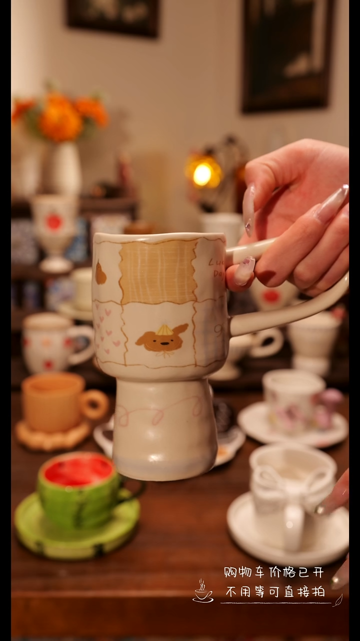 陶瓷便携款长柄高脚杯