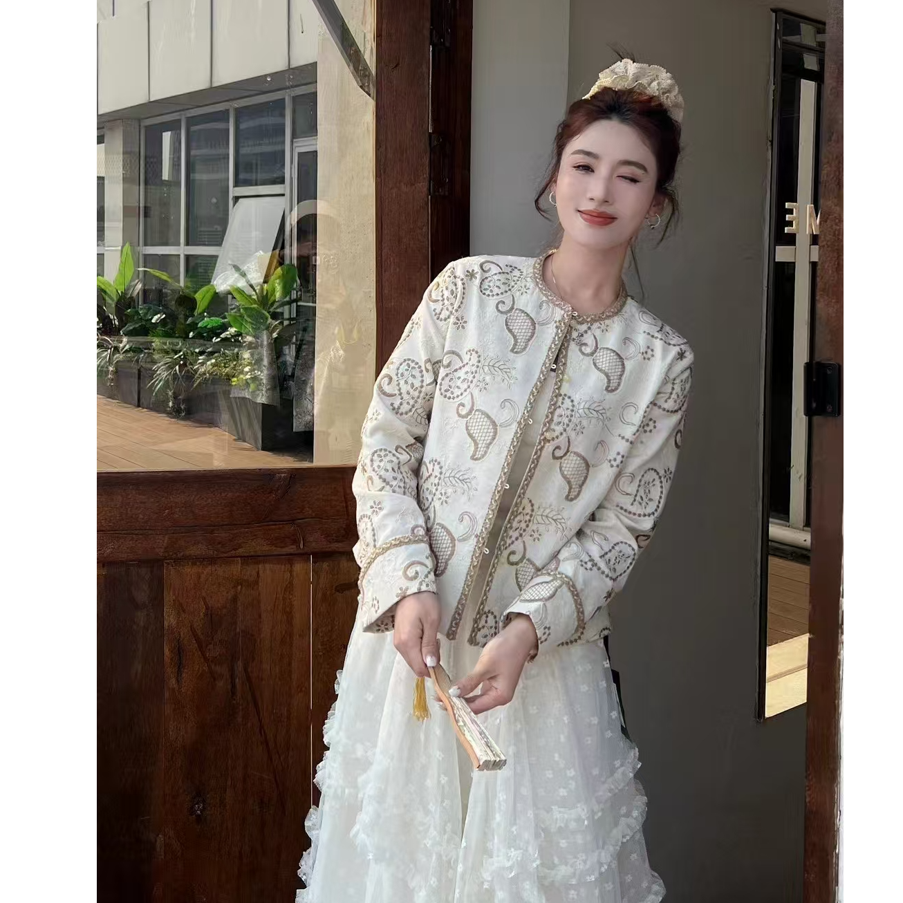 重工刺绣春款新中式外套显瘦气质长袖复古提花【一露25008】