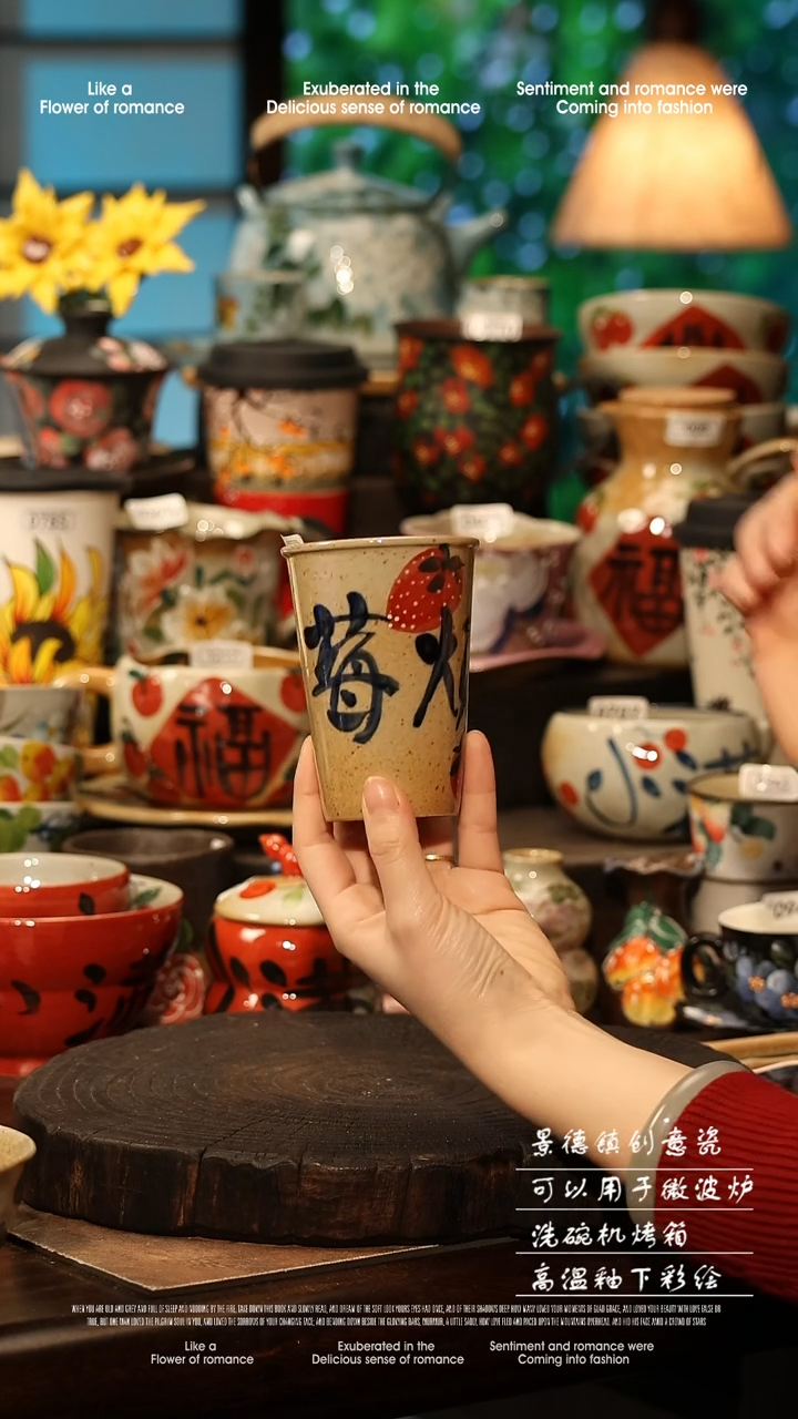 陶瓷景德镇高温釉下彩手工手绘款式