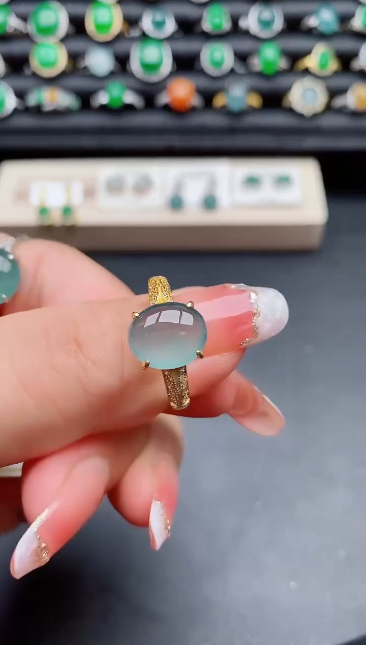 【闪购商品】翡翠戒指银S925镶嵌321311