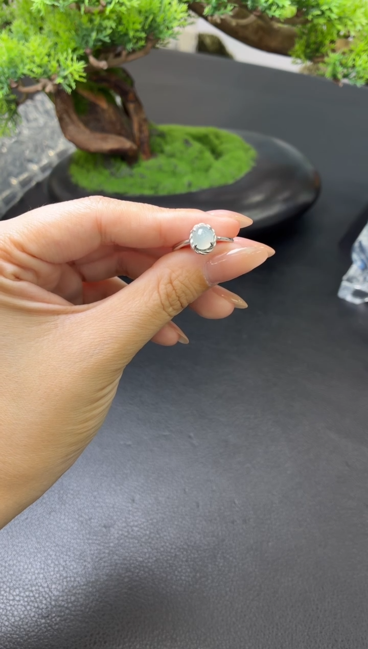 翡翠戒指银S925镶嵌戒指