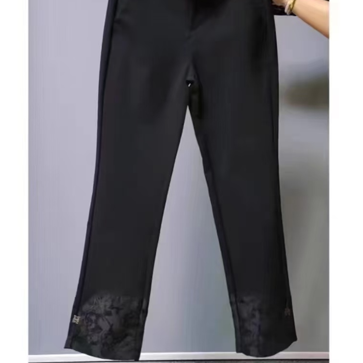 2502-早秋高弹力百搭大码拼接国风弹力腰裤