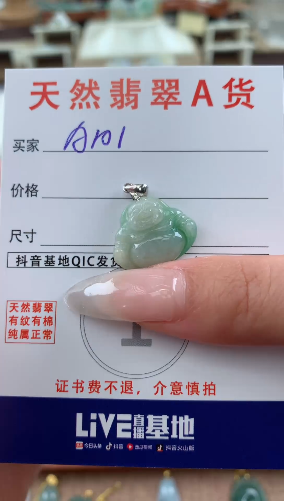 【闪购商品】翡翠颈饰未镶嵌天然A货翡翠挂件 
