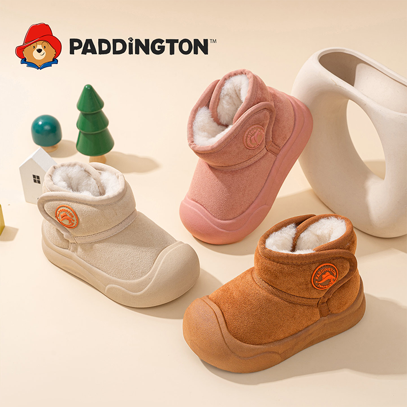 帕丁顿熊童鞋冬款宝宝加绒保暖雪地靴儿童房大棉加厚棉鞋-PD893