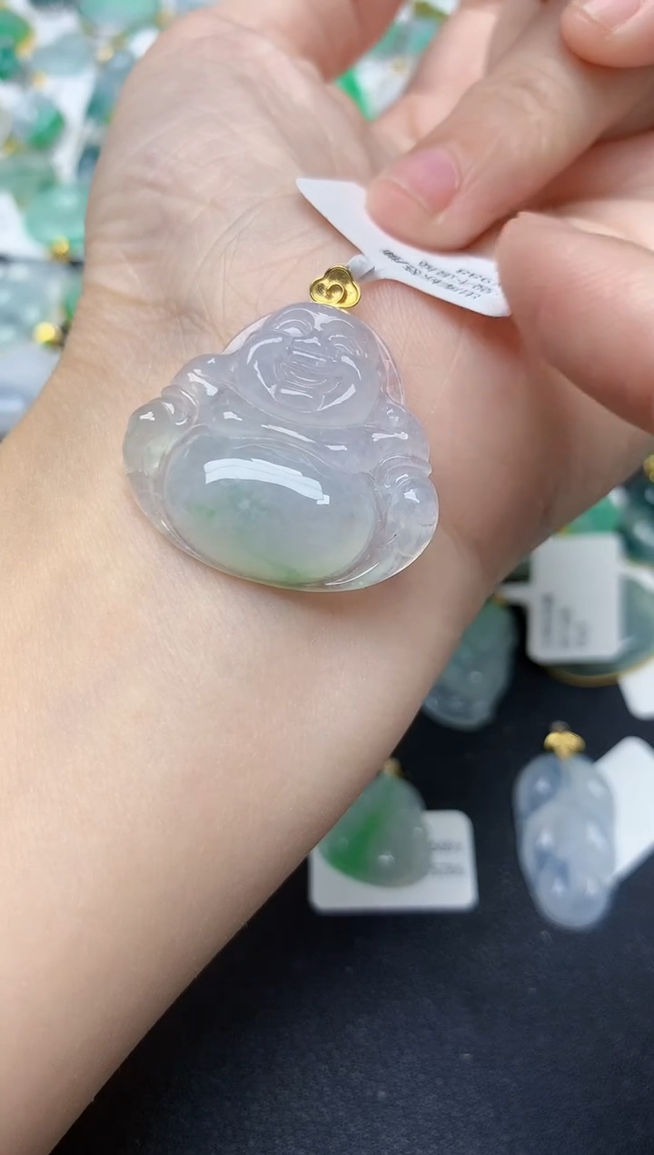 颈饰18K金镶嵌翡翠天然缅甸A货翡翠