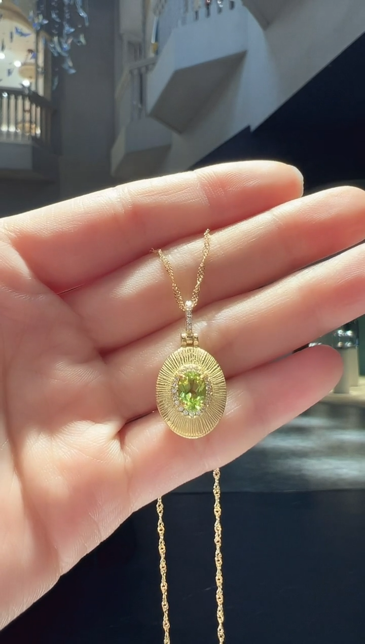 【闪购商品】橄榄石项链银S925镶嵌40【】多样性发一