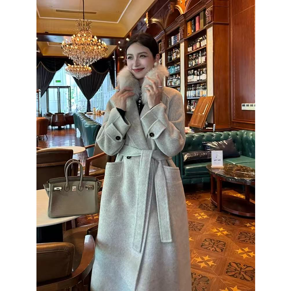 双面大衣灰色毛呢外套女秋冬2025冬季新款S810203