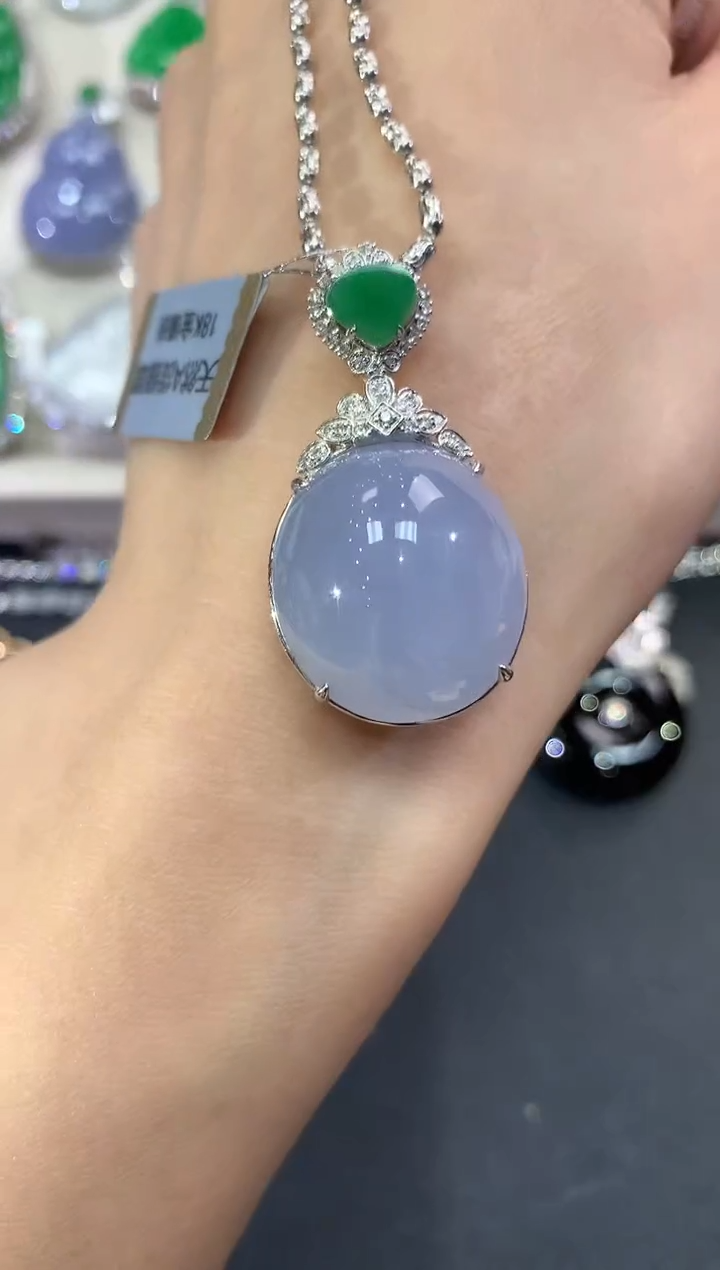 【闪购商品】翡翠吊坠(不含链)18K金镶嵌q68紫货有色差