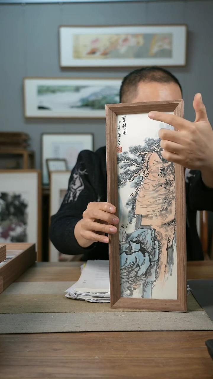 【闪购商品】书法唐竞谦老师非协会-43*16带框山水作品