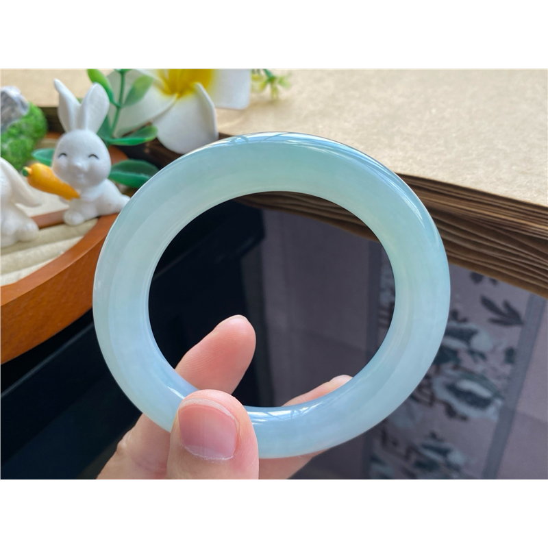 天然翡翠11.07批冰绿果冻圆条??10354号54.9-11.2-天然翡翠手镯