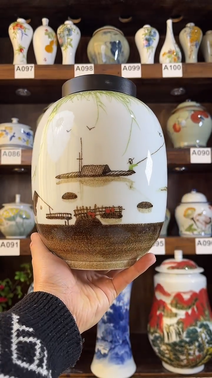 【闪购商品】纯手工手绘江南水乡密封罐储物罐