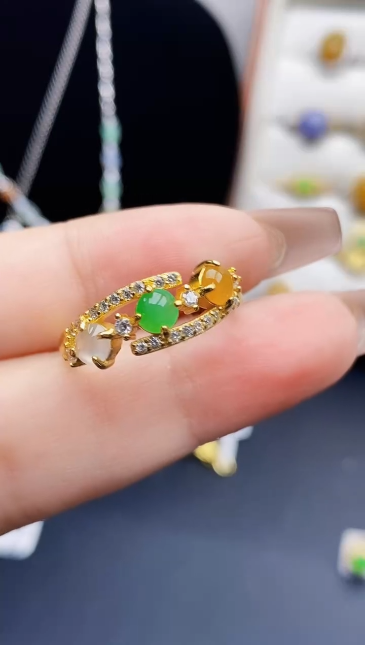 银S925镶嵌戒指翡翠0555