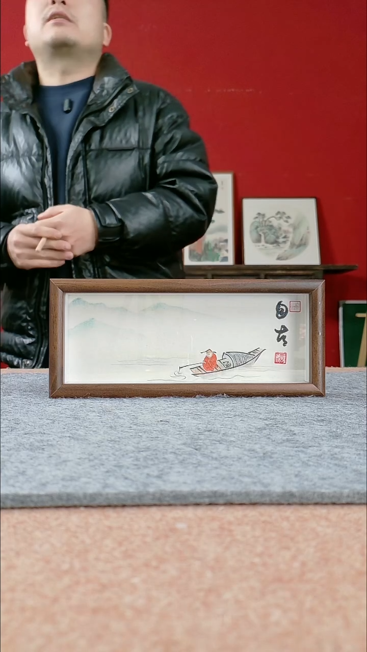 国画纯手写纯手绘-带框尺寸10*24