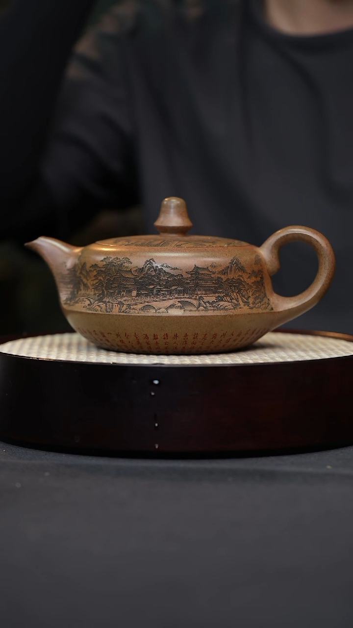茶壶紫砂22 虎皮金砂曲壶原矿紫砂壶