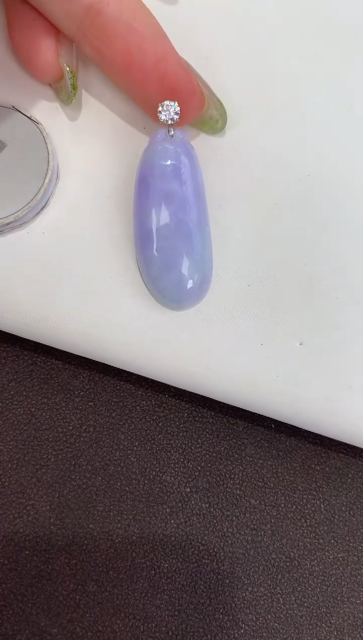 颈饰18K金镶嵌翡翠天然缅甸a货翡翠(多样性发其一